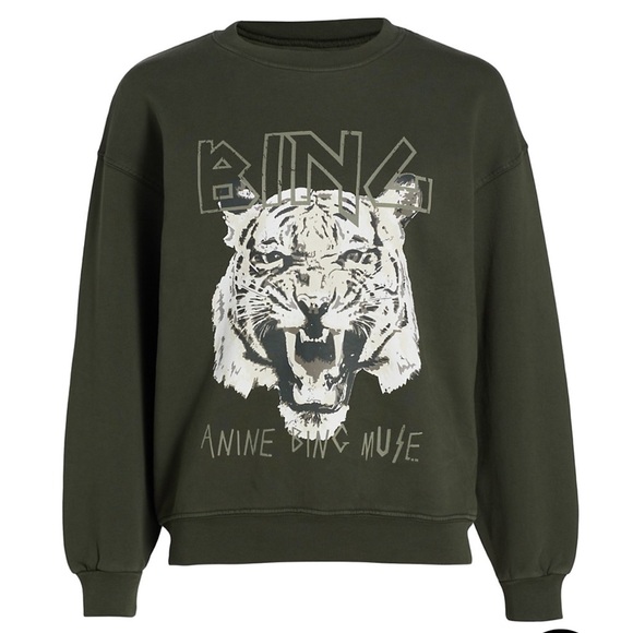 Anine Bing Tops - Anine Bing Tiger Muse Sweatshirt in Forest Green